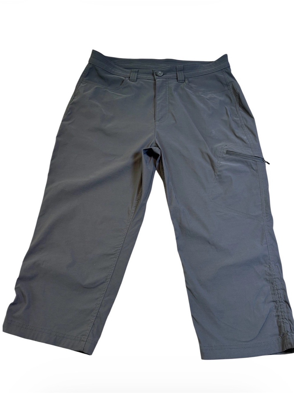 Eddie Bauer Gray Hiking Capri Pants Women 12 Cargo Stretch Travel Utility